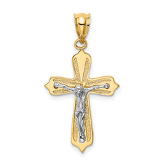 14K Two-tone Crucifix Pendant