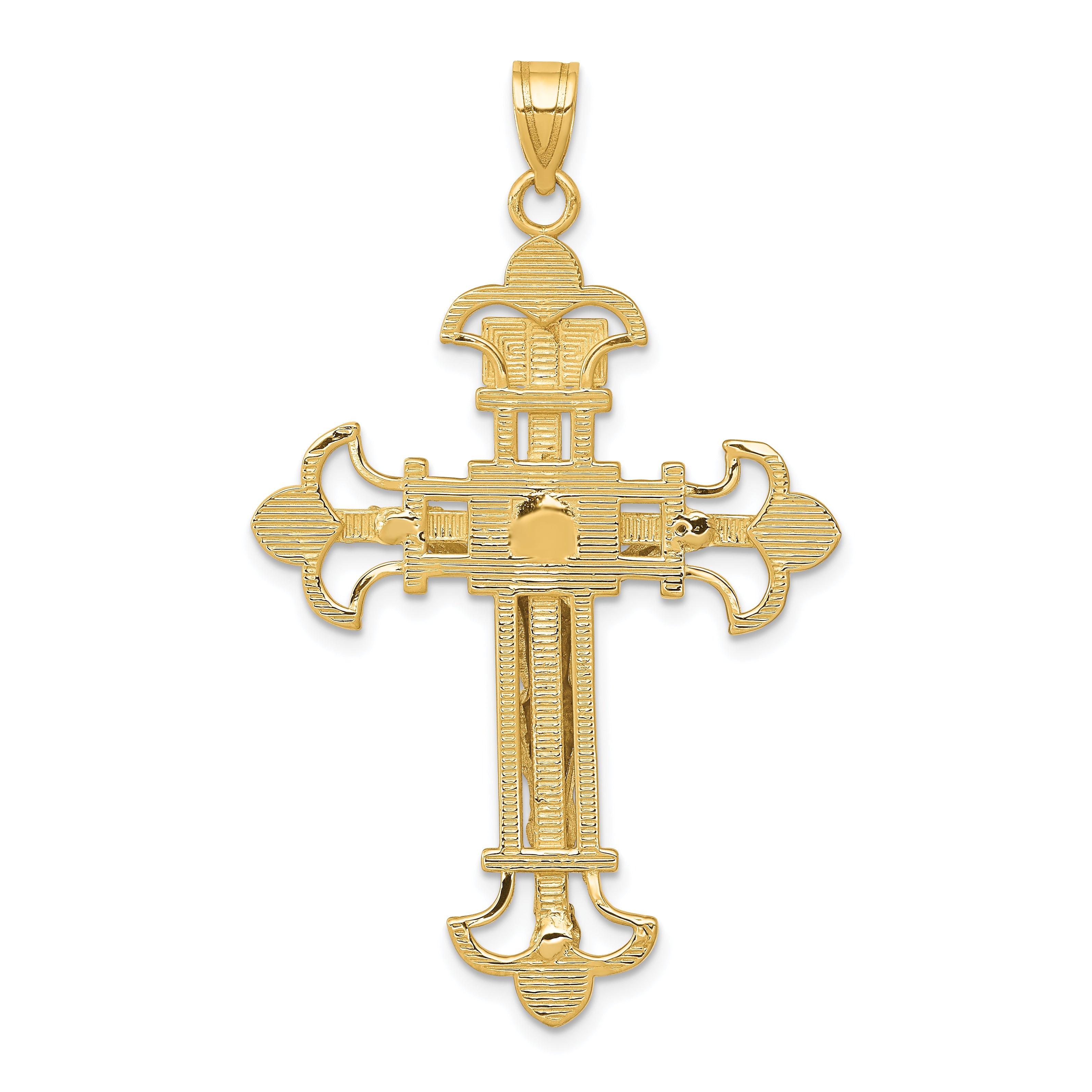 14K Two-Tone Gold INRI Crucifix Pendant with Elegant 48mm Design