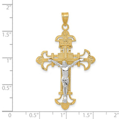 14K Two-Tone Gold INRI Crucifix Pendant with Elegant 48mm Design