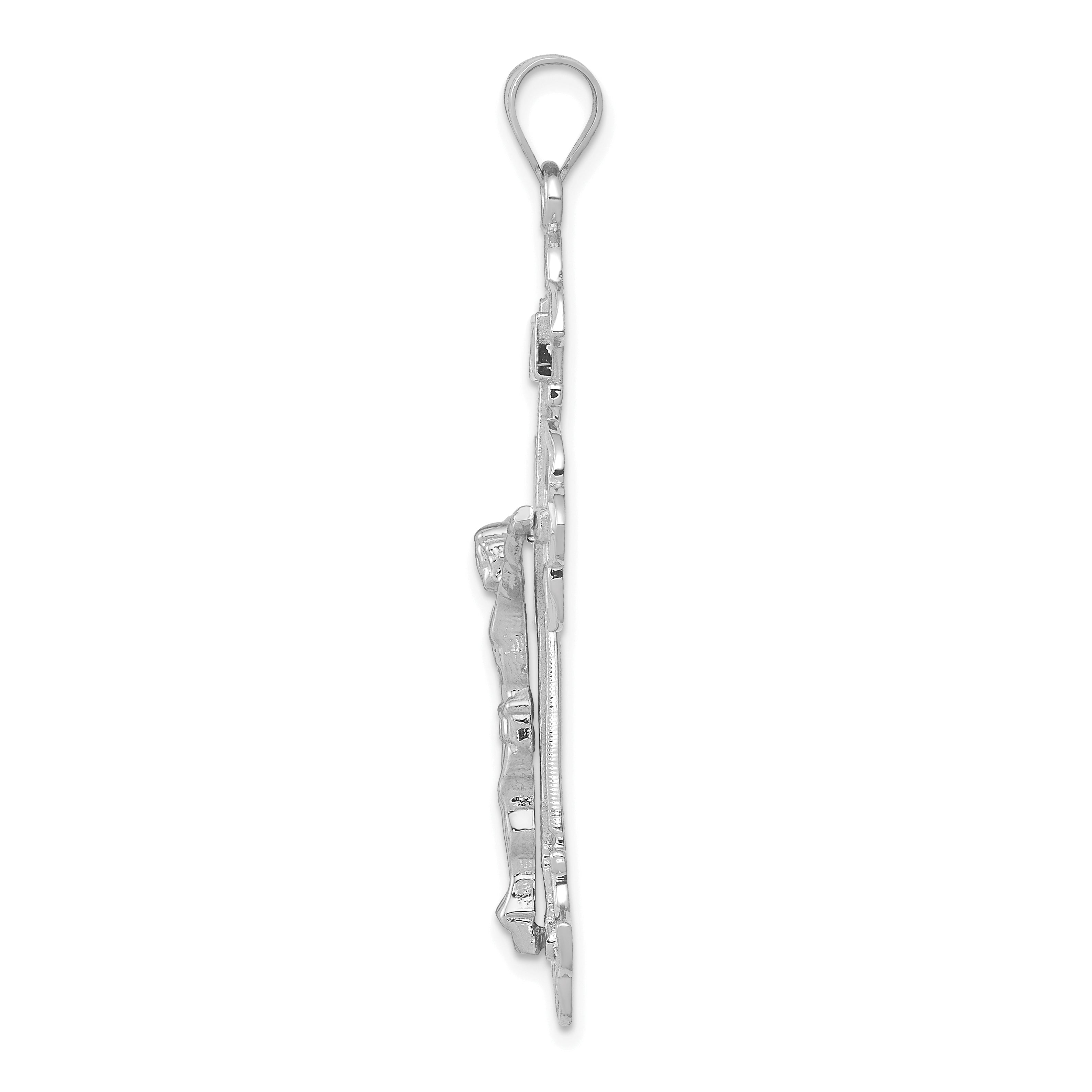 14K White Gold Inri Crucifix Pendant