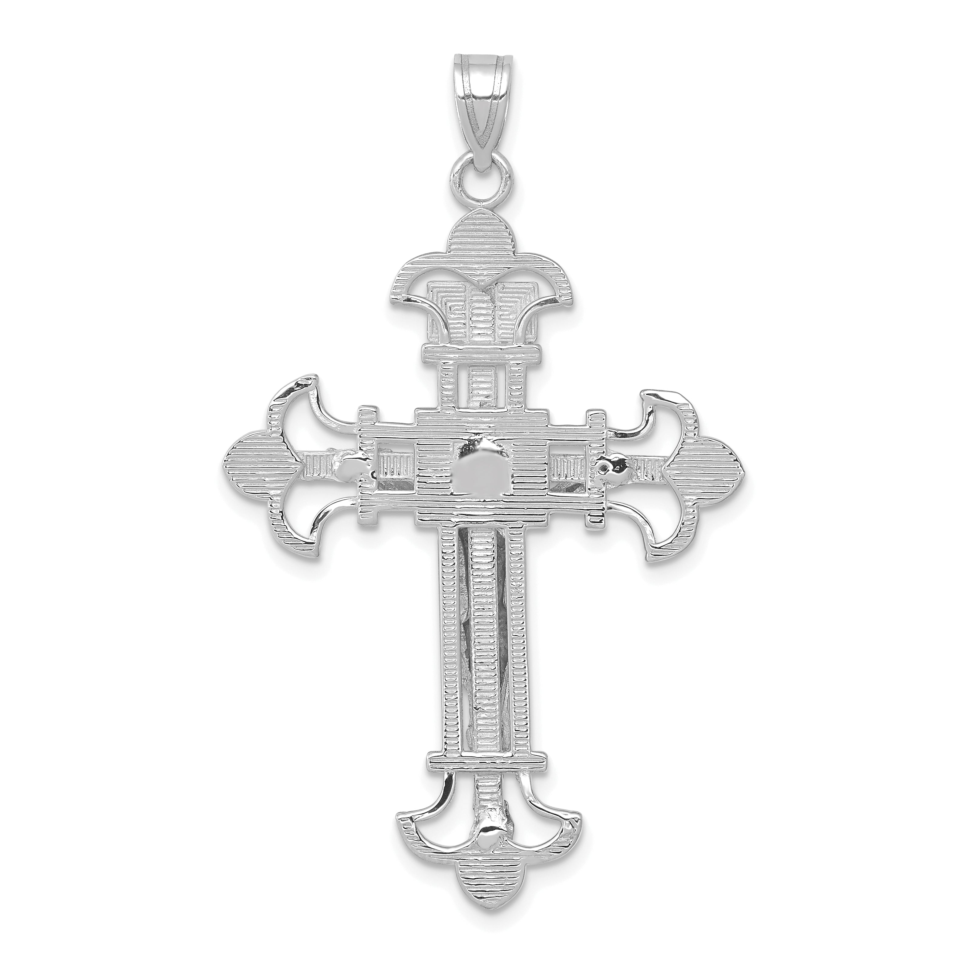 14K White Gold Inri Crucifix Pendant