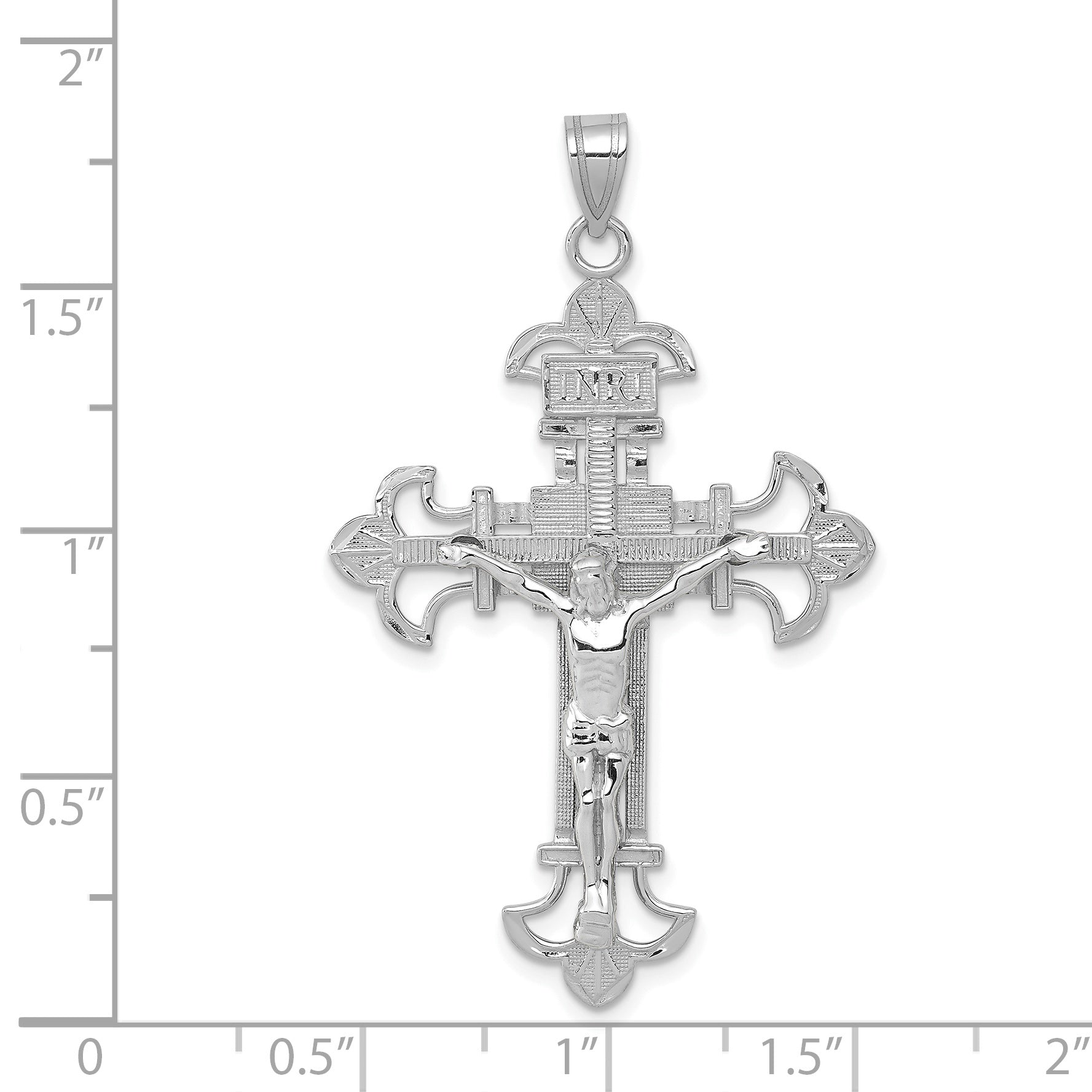 14K White Gold Inri Crucifix Pendant