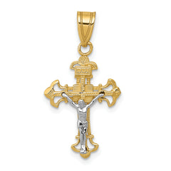 14K Two-tone INRI Crucifix Charm