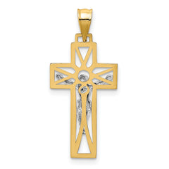 14K Two-Tone Gold Crucifix Pendant with Polished Finish