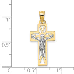 14K Two-Tone Gold Crucifix Pendant with Polished Finish