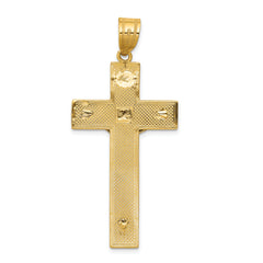 14K Two-Tone Gold Crucifix Pendant with Diamond-Cut Polished Finish