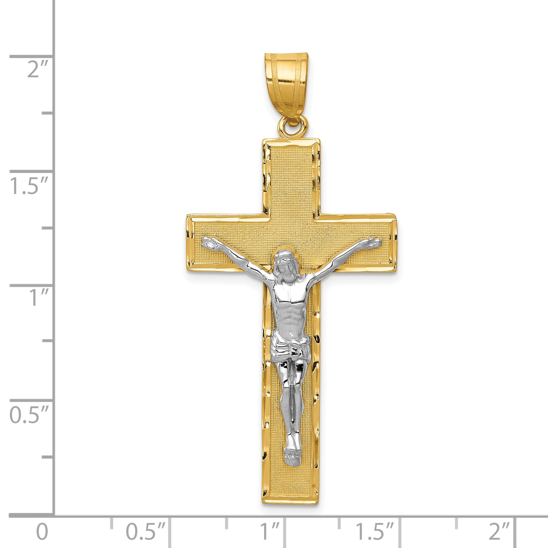 14K Two-tone Diamond-cut Crucifix Pendant