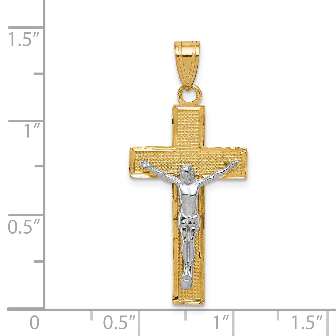 14K Two-tone Diamond-cut Crucifix Pendant