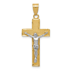 14K Two-tone Diamond-cut Crucifix Pendant