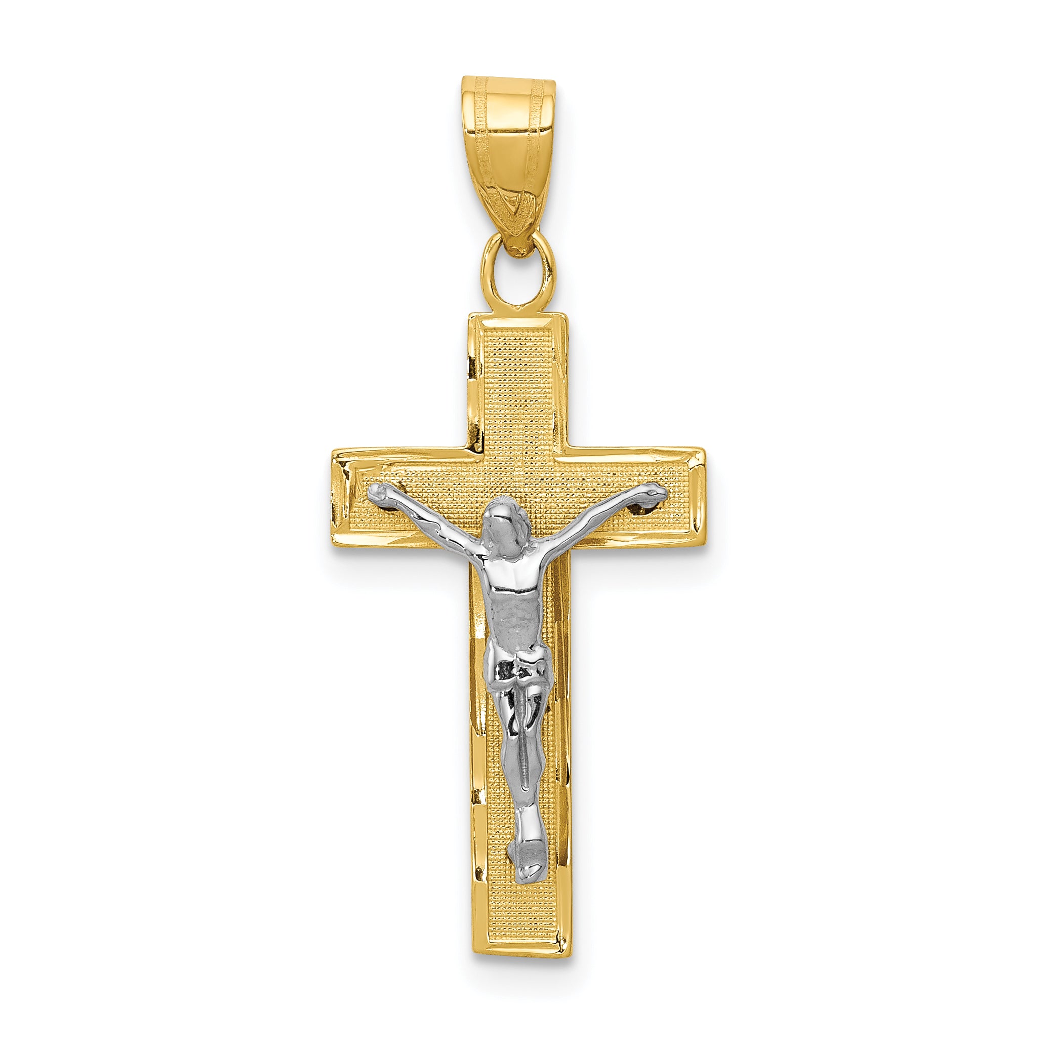 14K Two-tone Diamond-cut Crucifix Charm