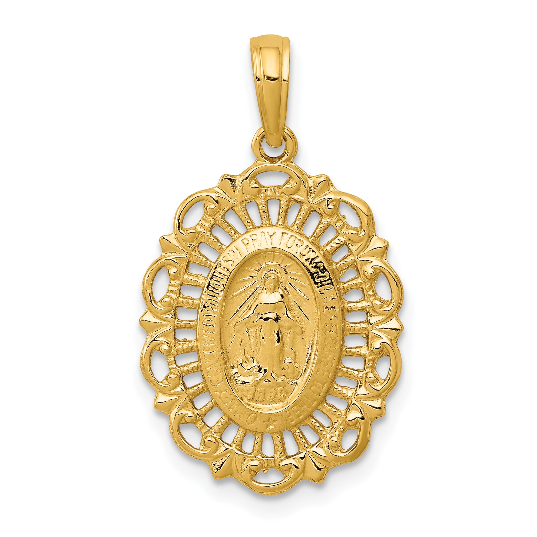 14k Oval Miraculous Medal Pendant