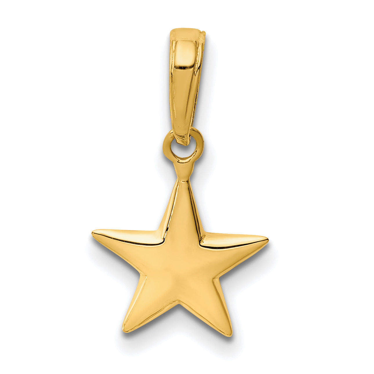 14K Gold Polished 3D Star Charm for Men  Solid, Elegant Design