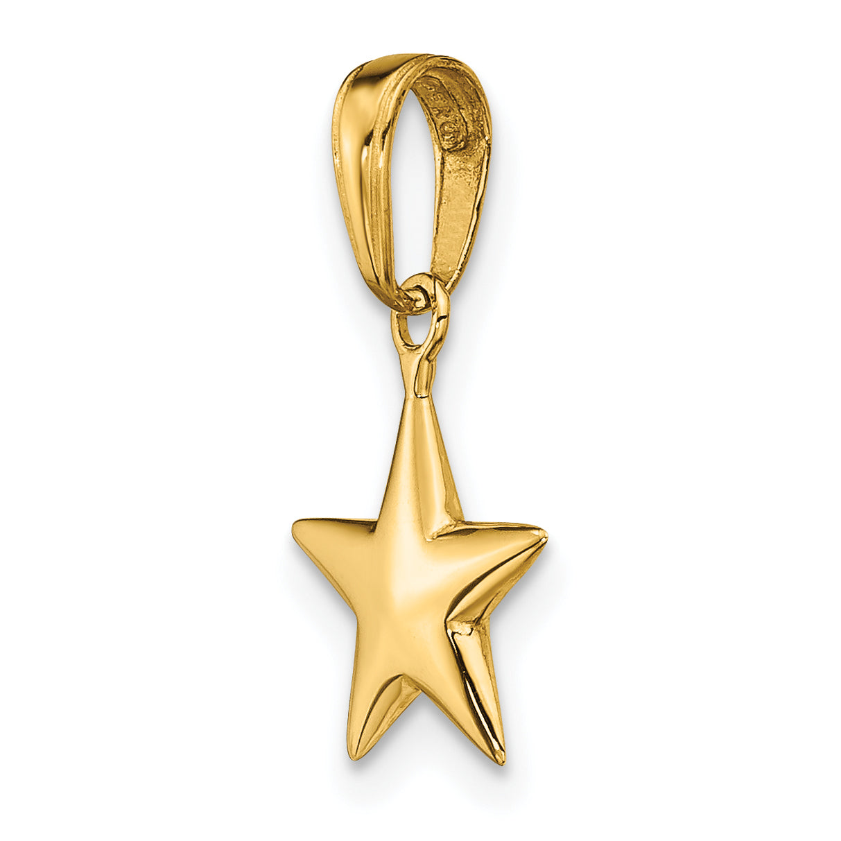 14K Gold Polished 3D Star Charm for Men  Solid, Elegant Design