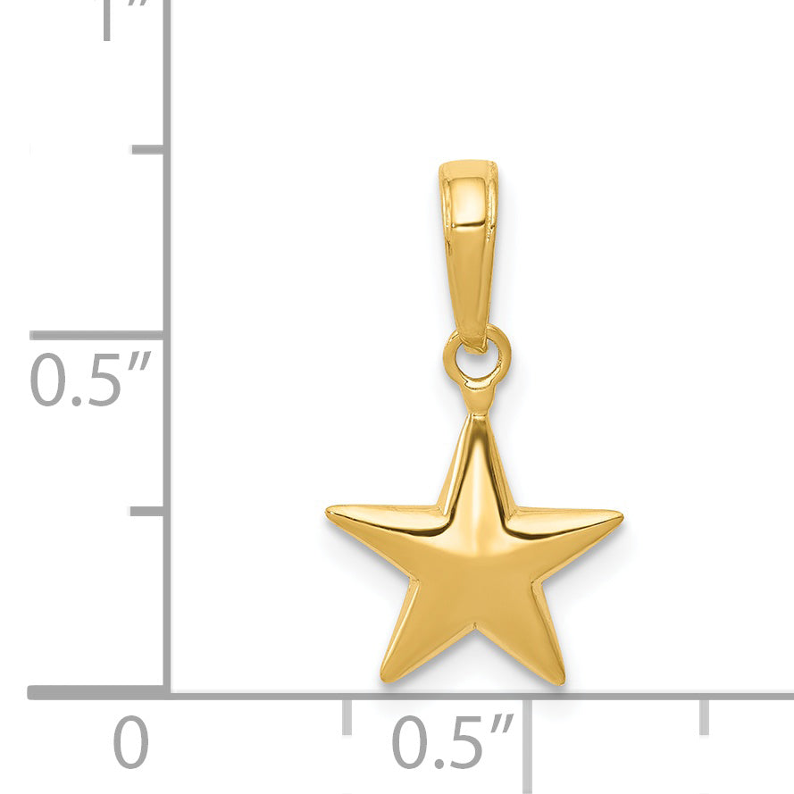 14K Gold Polished 3D Star Charm for Men  Solid, Elegant Design