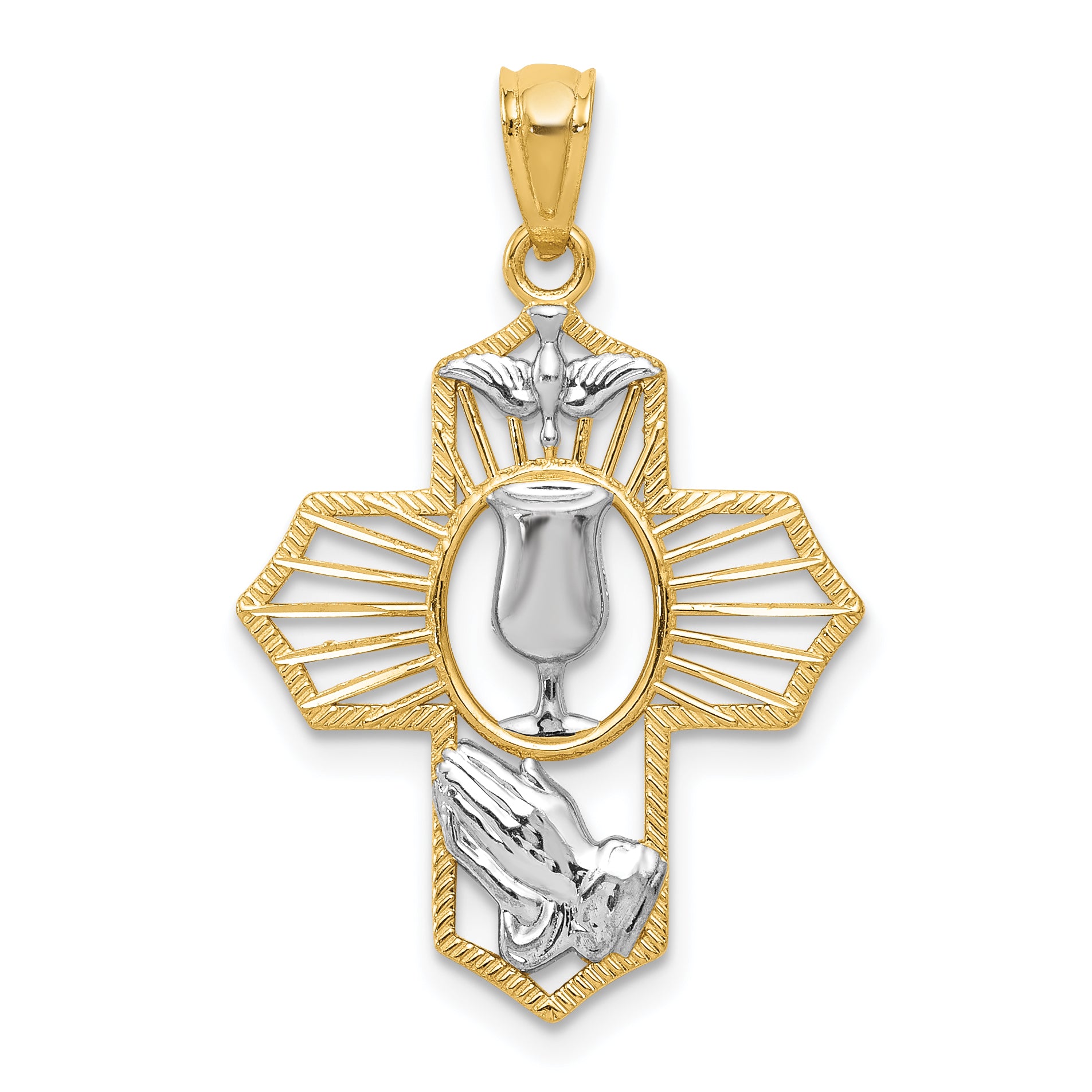 14k w/Rhodium Cross Pendant