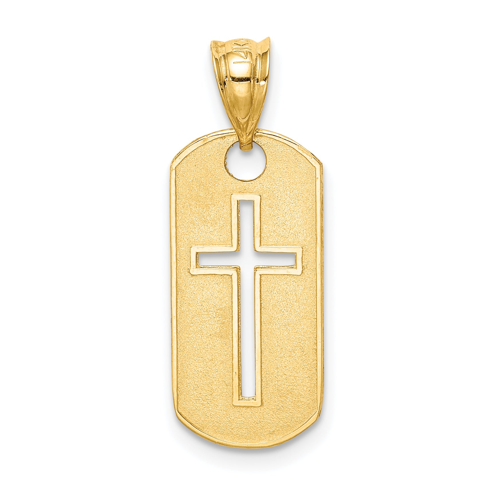 14K Gold Cross Cut-Out Pendant with Polished & Textured Finish