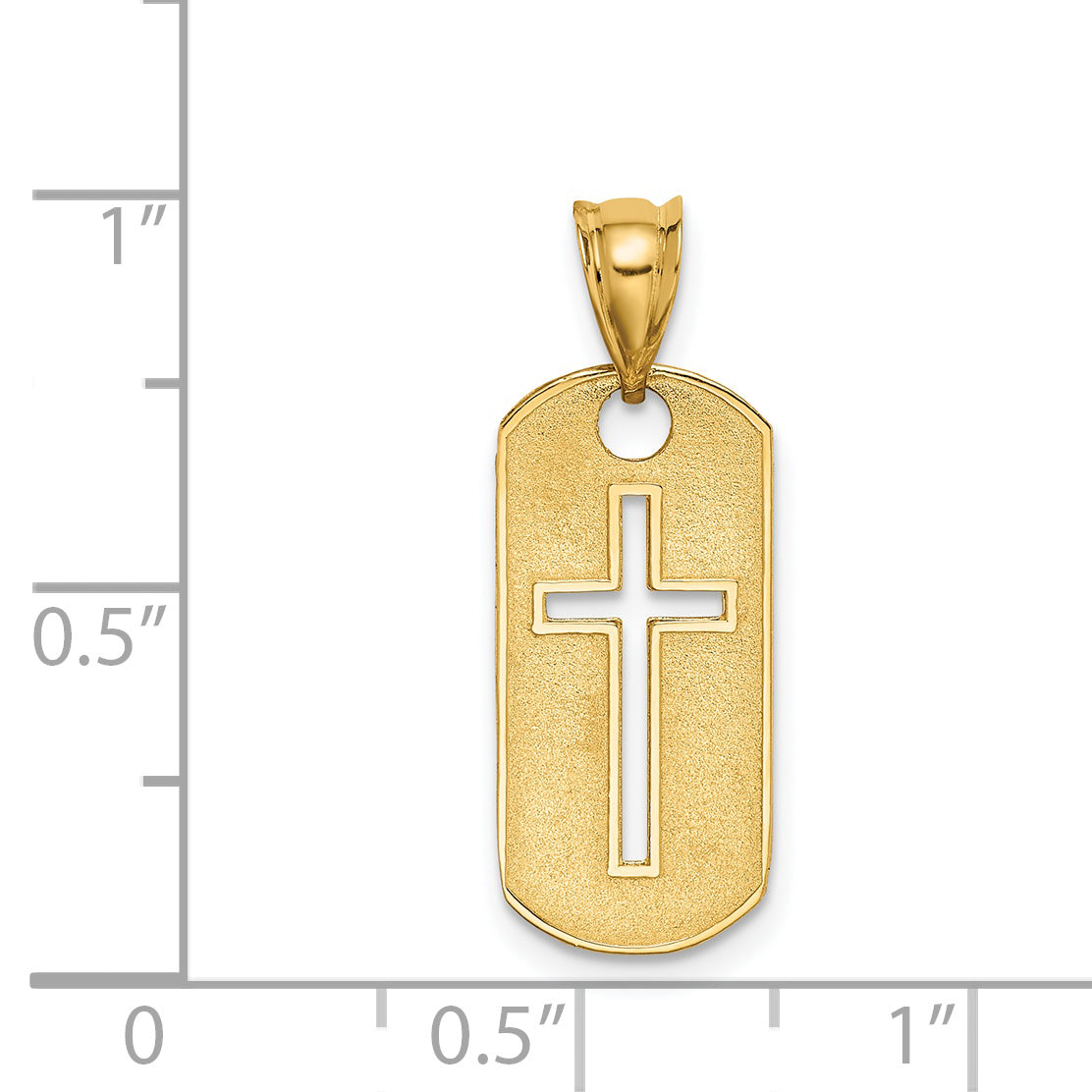 14K Gold Cross Cut-Out Pendant with Polished & Textured Finish