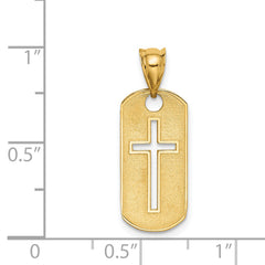 14K Gold Cross Cut-Out Pendant with Polished & Textured Finish