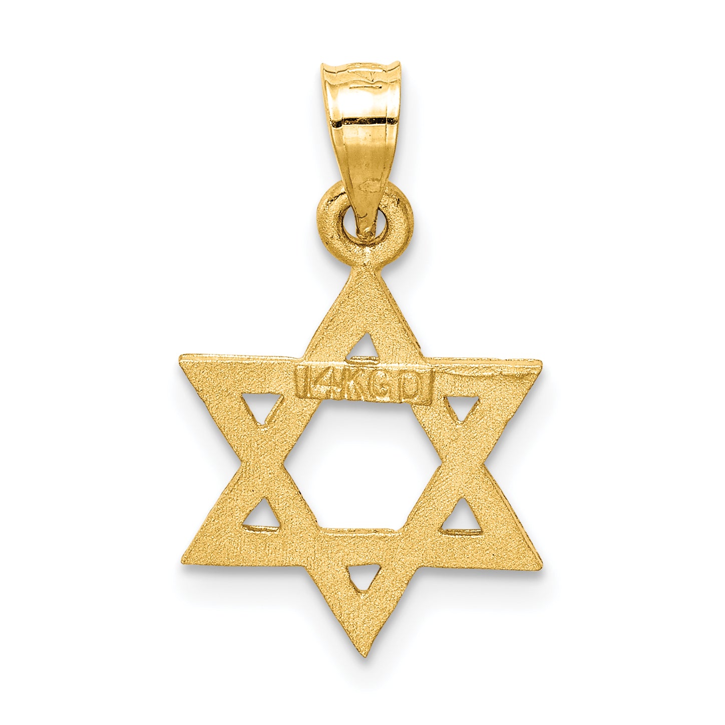 14K Solid Satin Gold Star of David Charm Elegant Casted Design