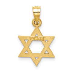 14K Solid Satin Gold Star of David Charm Elegant Casted Design