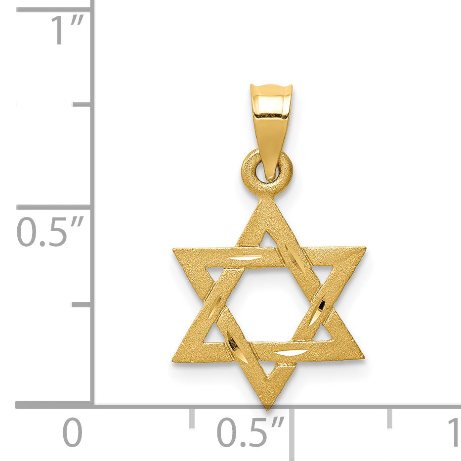 14K Solid Satin Gold Star of David Charm Elegant Casted Design