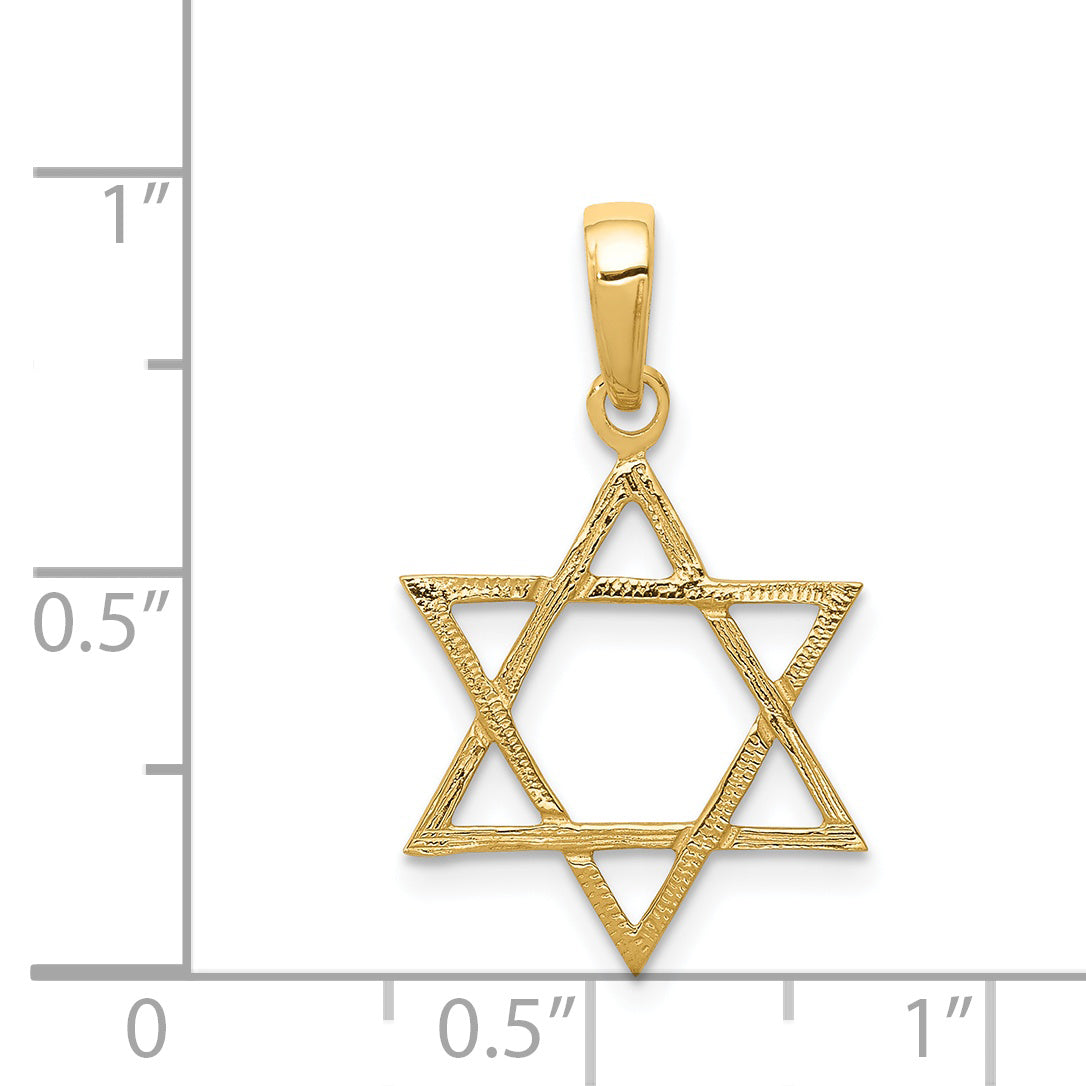 14K Gold Star of David Pendant with Solid Casted Design 24mm