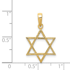 14K Gold Star of David Pendant with Solid Casted Design 24mm