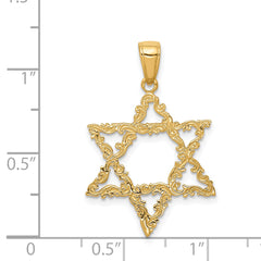 14K Gold Star of David Pendant Solid Casted Design by Sophia Jewelers