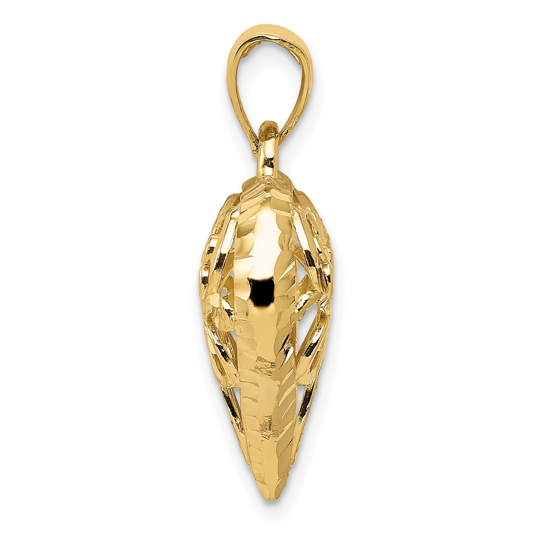 14K Gold Polished Filigree 3D Puffed Heart Pendant by Sophia Jewelers