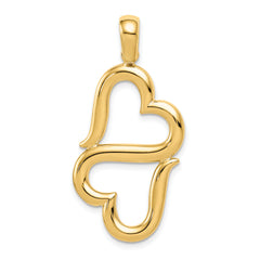 14K Polished Connected Double Hearts Pendant