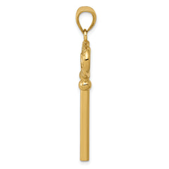 14K Gold Key to My Heart Charm with Polished 3D Design