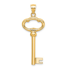 14K Gold Key to My Heart Charm with Polished 3D Design