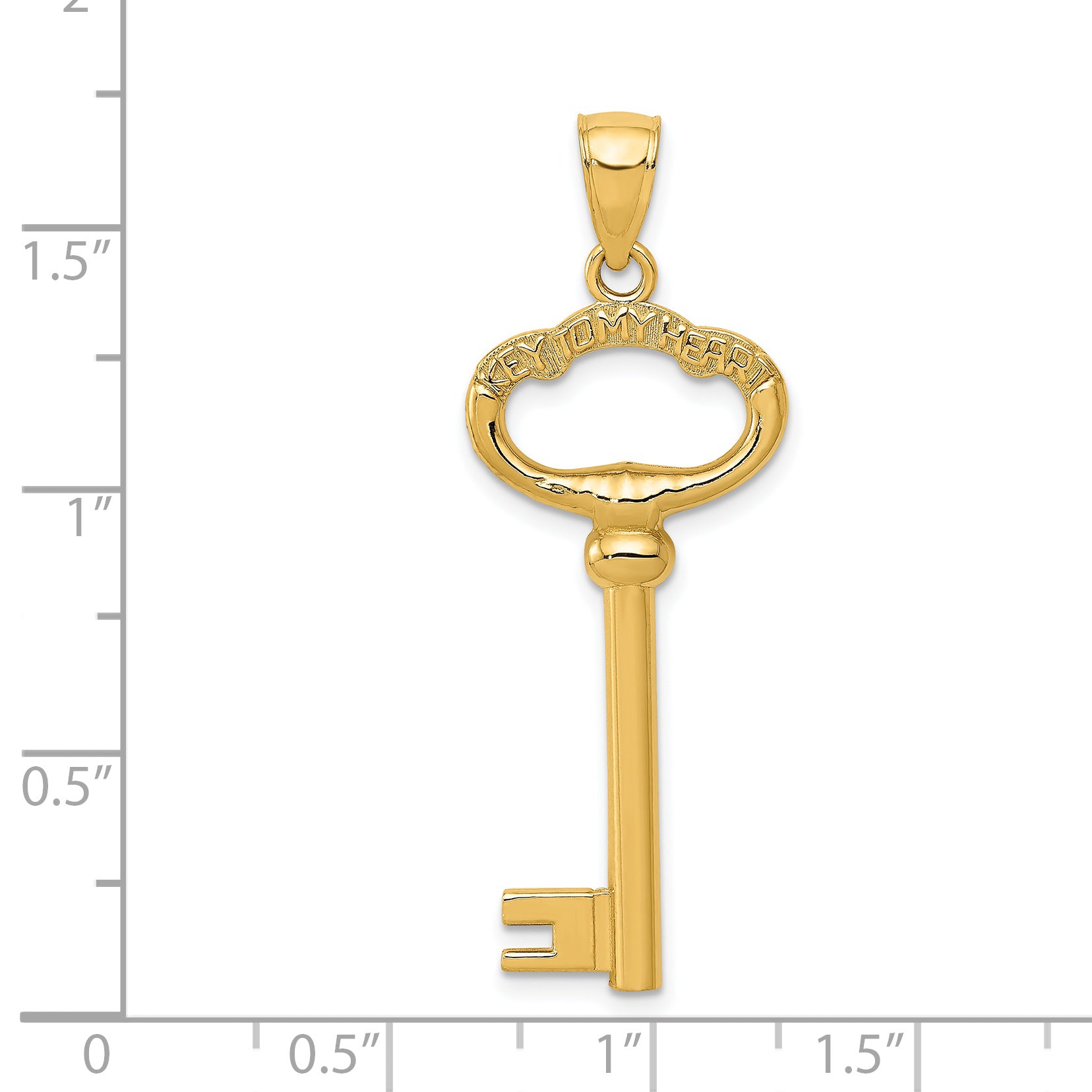 14K Gold Key to My Heart Charm with Polished 3D Design