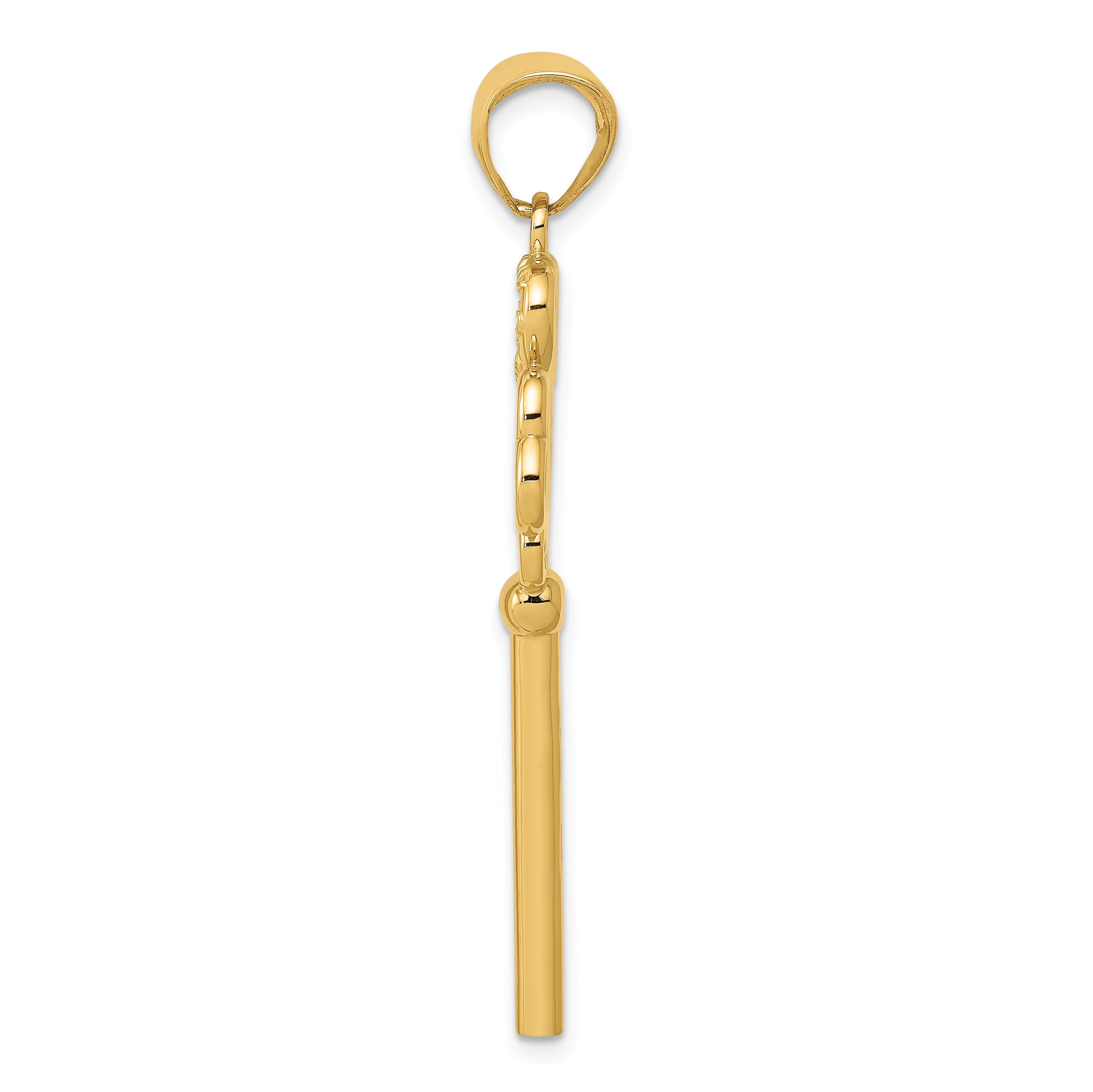 14K Polished 3D Hearts KEY TO MY HEART Key Charm