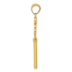 14K Polished 3D Hearts KEY TO MY HEART Key Charm