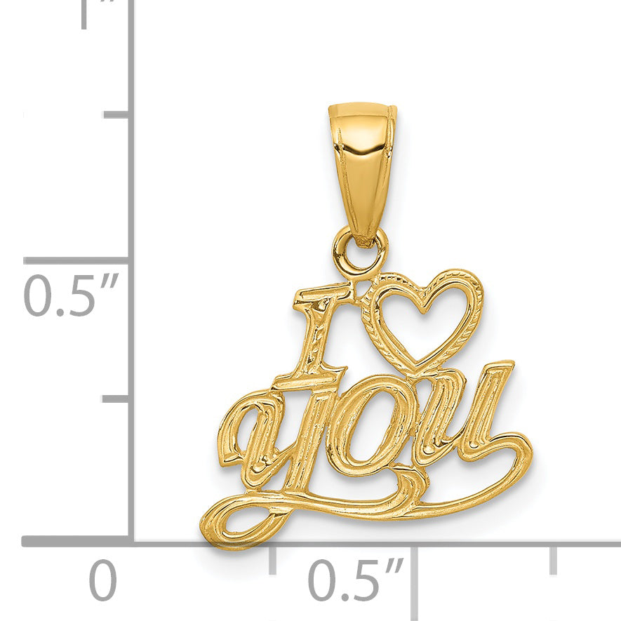 14K Polished and Textured I HEART YOU Pendant