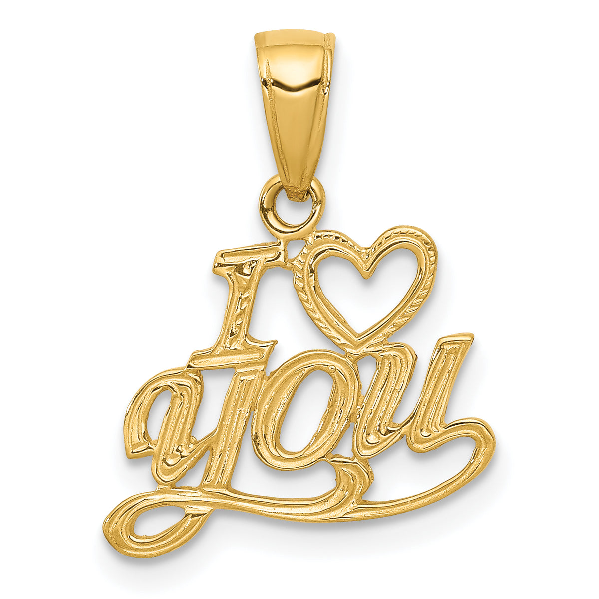 14K Polished and Textured I HEART YOU Pendant