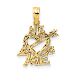 14K HE LOVES ME Heart Charm