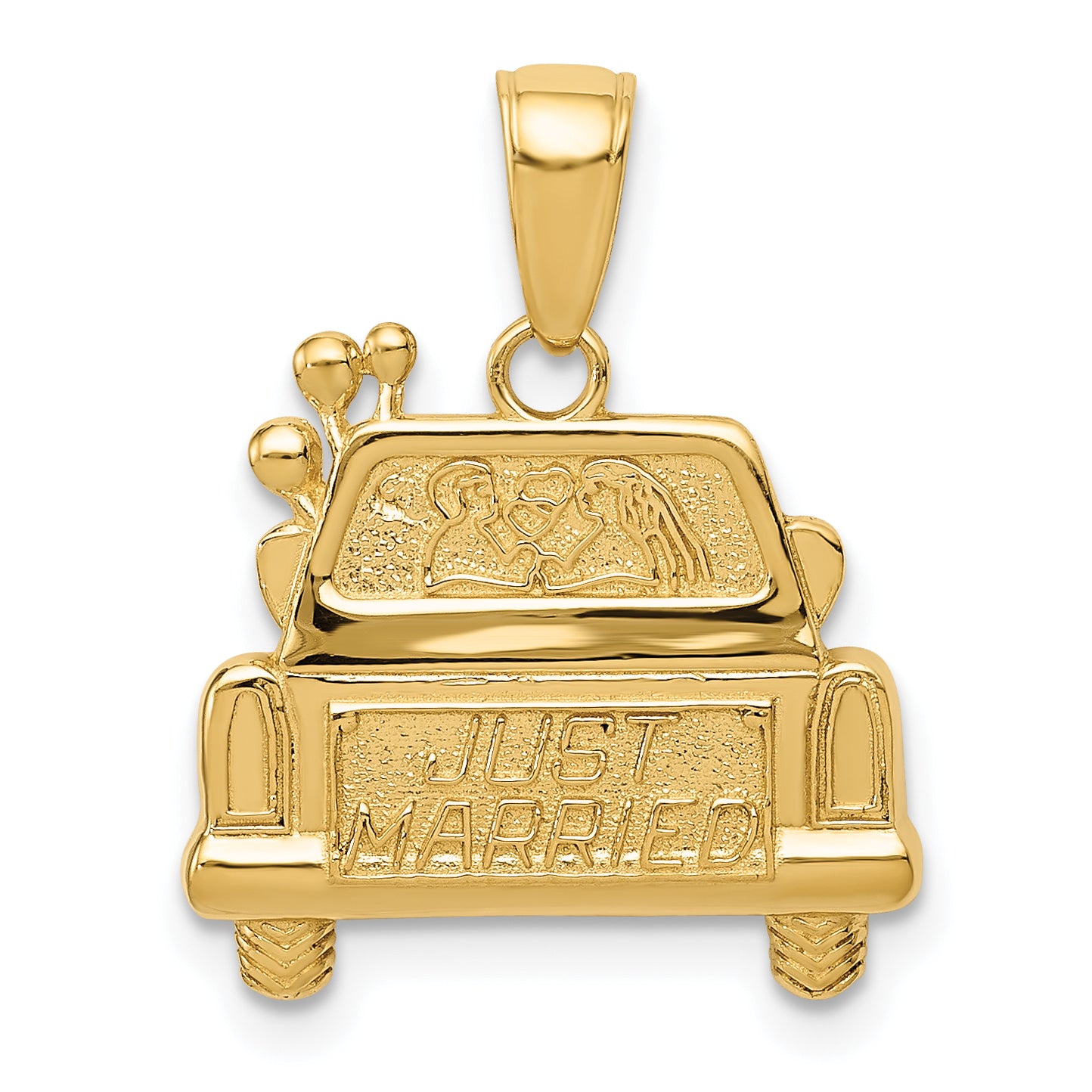 14K Polished and Textured Just Married Pendant