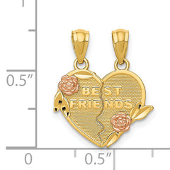 14k Two-tone BEST FRIENDS Break Apart Heart Pendant