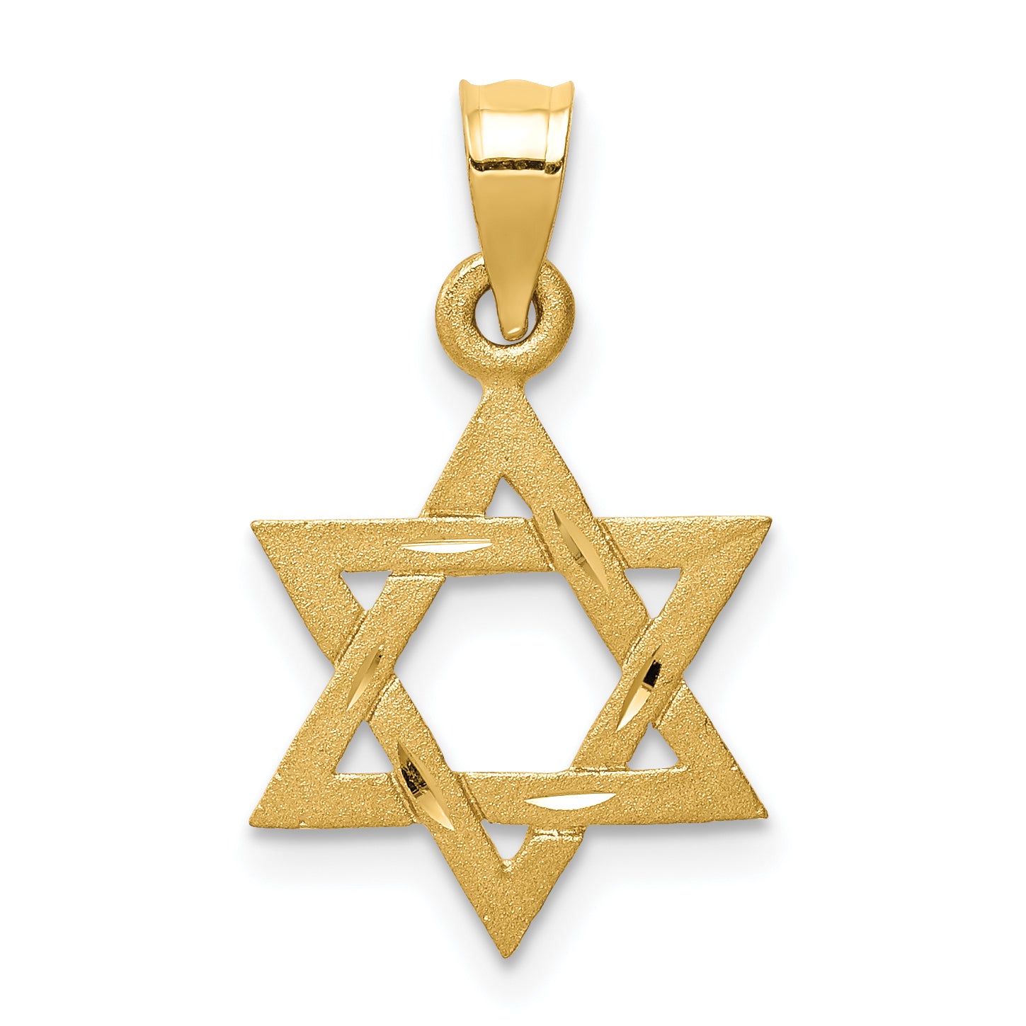 14k Solid Satin Star of David Charm