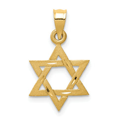 14k Solid Satin Star of David Charm