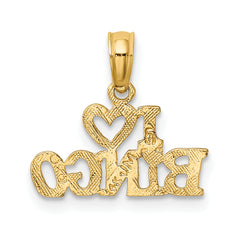 14K Polished/Textured I LOVE BINGO Charm