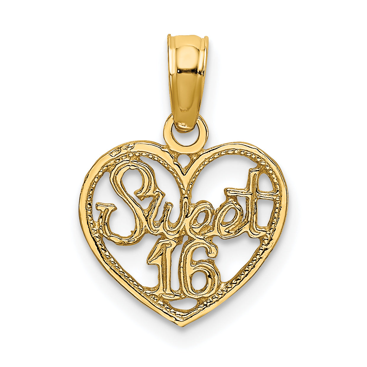 14K SWEET 16 in Heart Charm