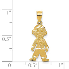 14K Gold Boy Charm Pendant in Solid Casted Design 26mm Elegant