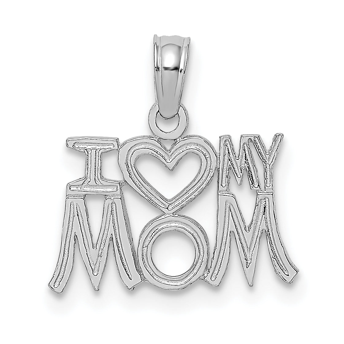 14K White Gold I HEART MY MOM Pendant