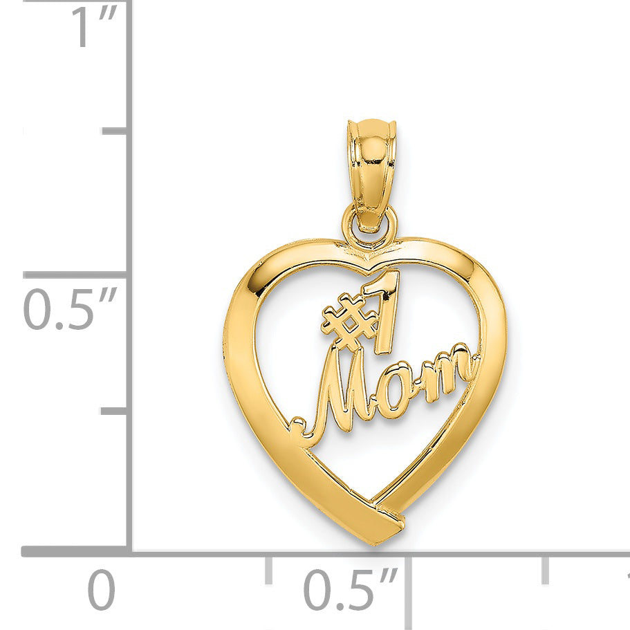 14K #1 MOM in Heart Charm