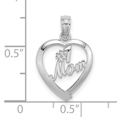 14K White Gold #1 MOM in Heart Pendant