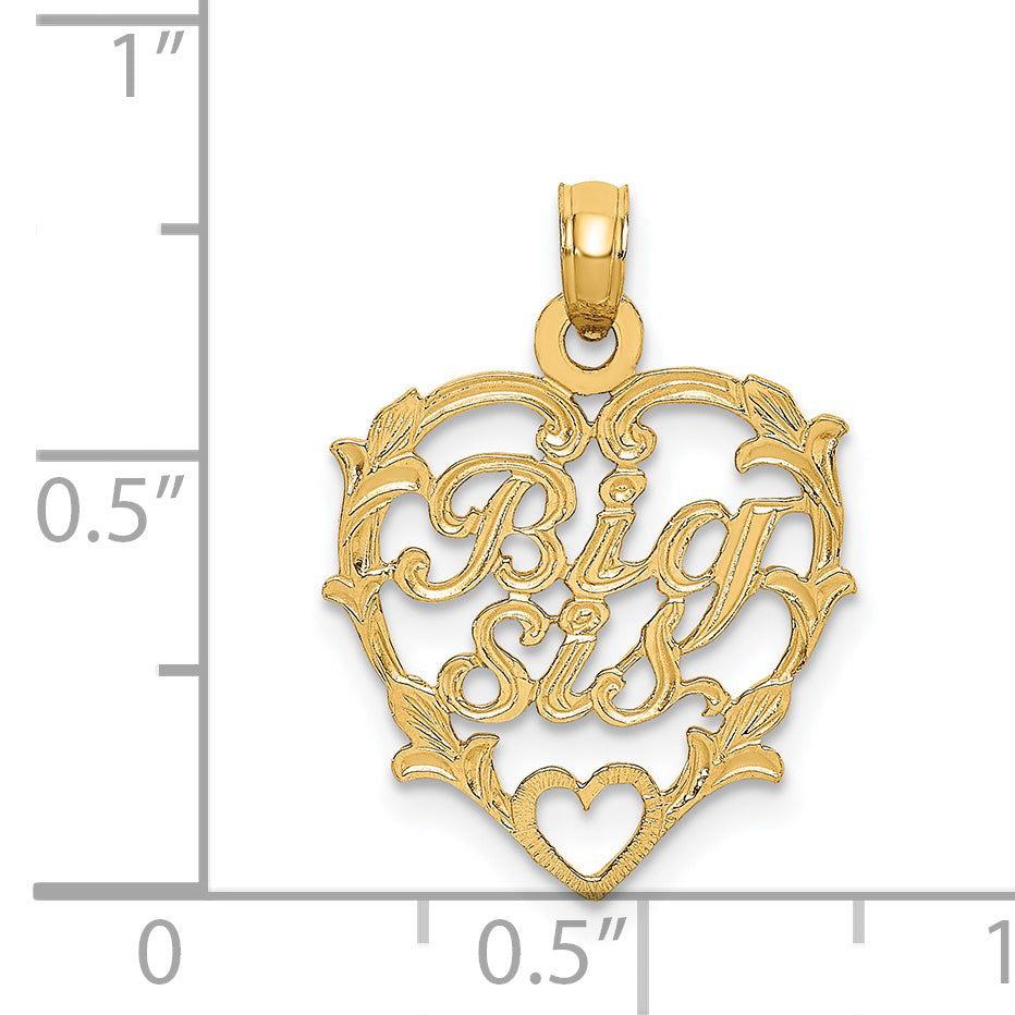 14K BIG SIS in Heart Charm