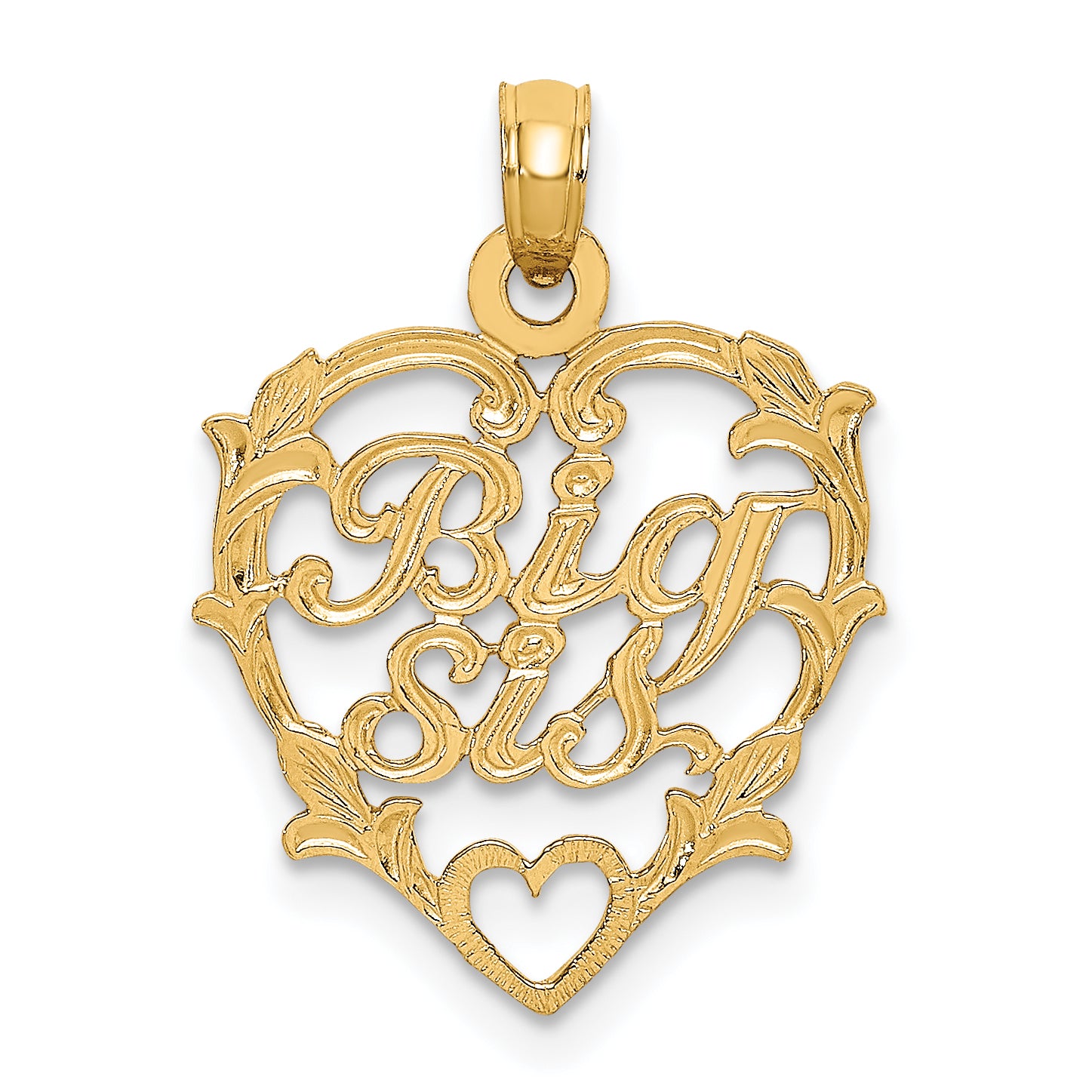 14K BIG SIS in Heart Charm